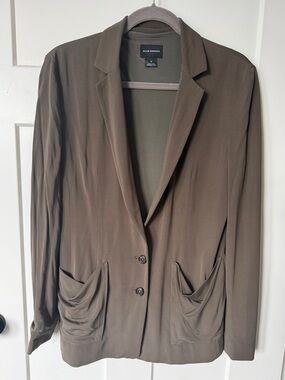 euc Y2K vintage Club Monaco Olive Green relaxed long stretch Blazer jacket 8